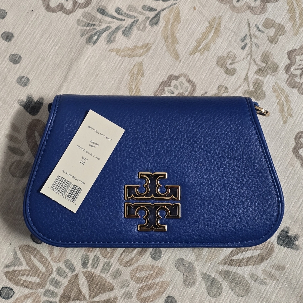 NWT Tory Burch Britten Mini Bag Bondi Blue